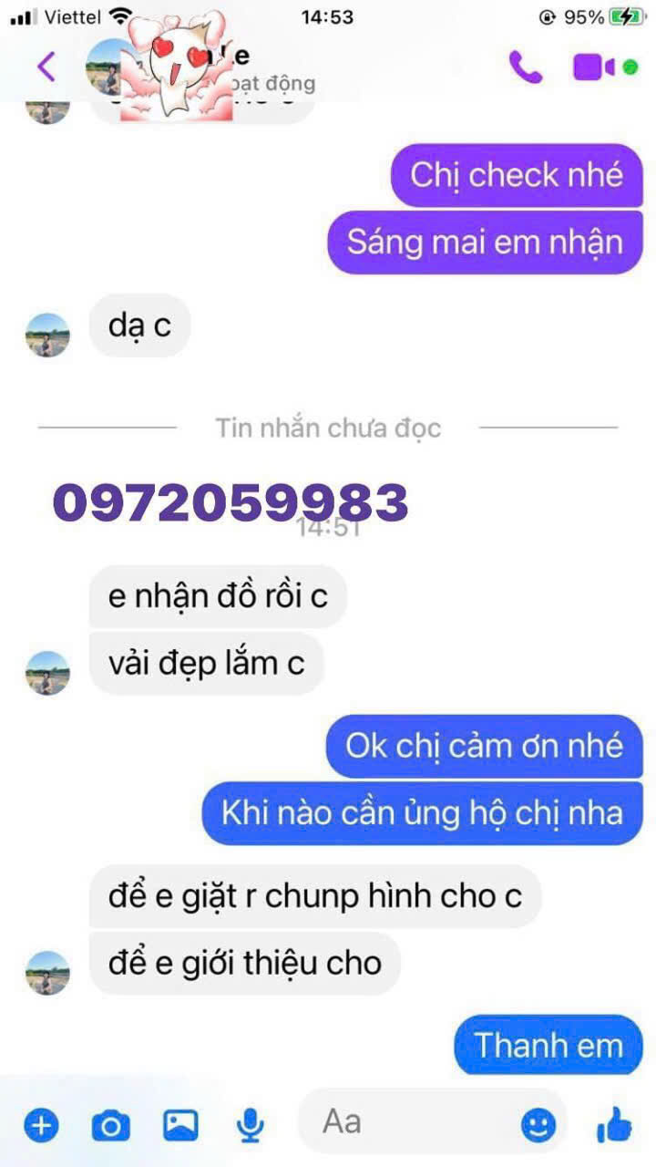 Tin nhắn Zalo của khách sau khi nhận áo Blouse